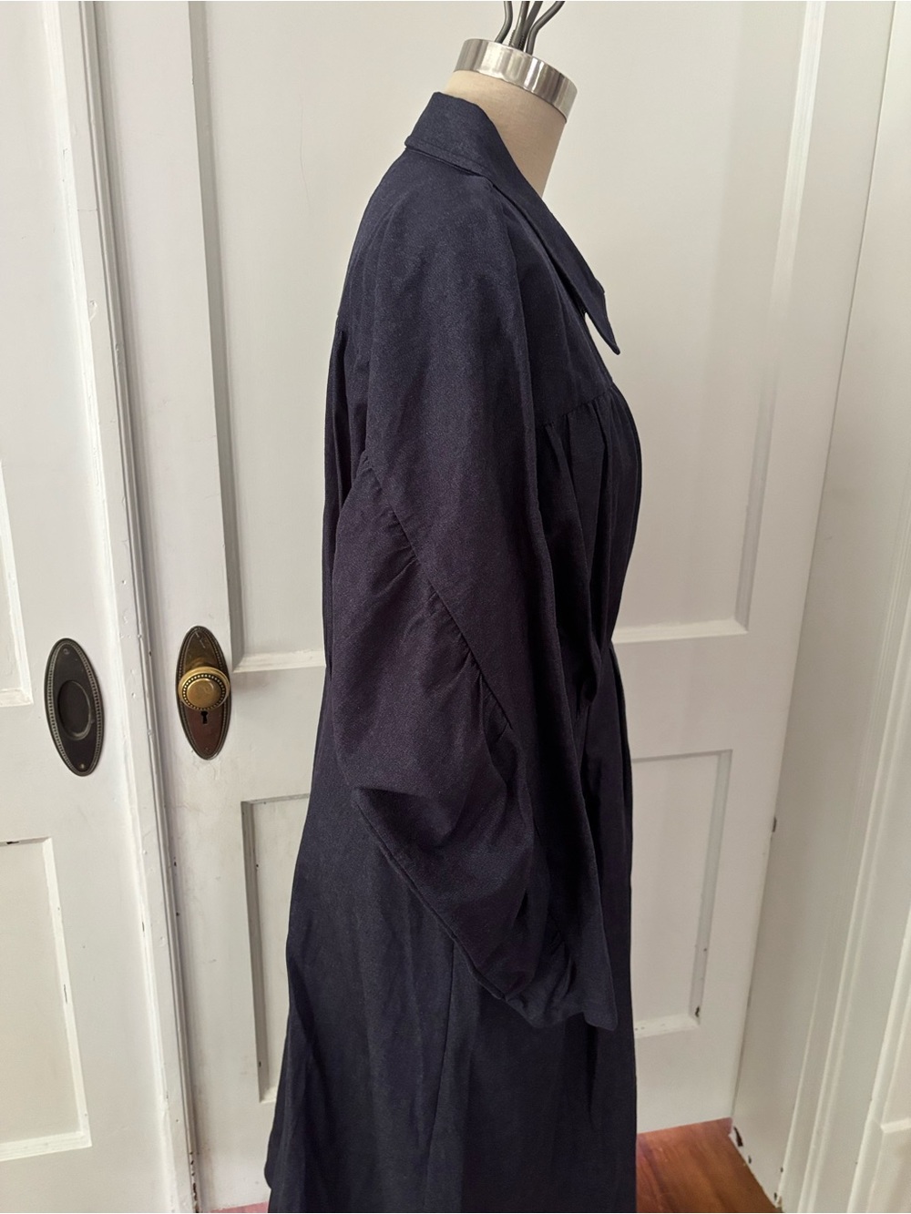 Co Collection Gathered Cotton-Chambray Midi Shirt Maxi Dress XL - Picture 4 of 11